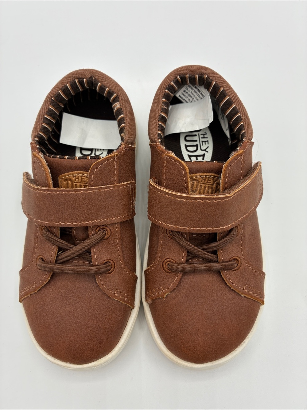 Hey Dude Brown Hook-and-Loop  Velcro Kids Dress Sneakers Size 8C Worn Once